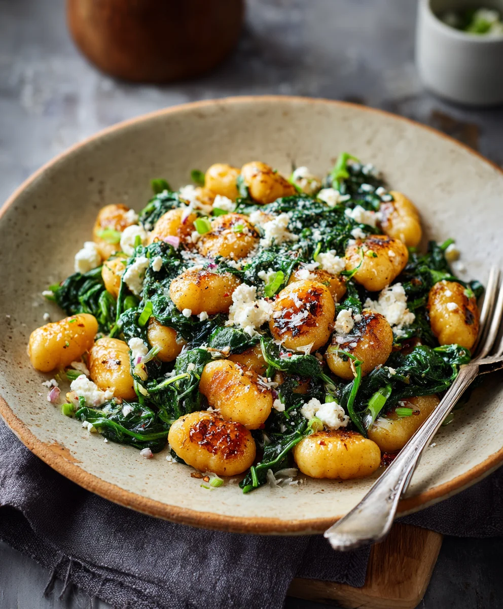 Crispy Gnocchi Spinach Feta Easy Recipe