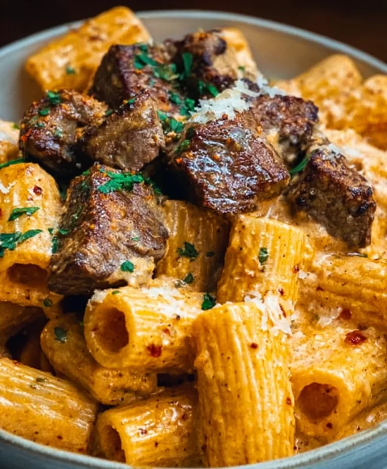 Cajun Steak Tips Cheesy Rigatoni Parmesan Recipe