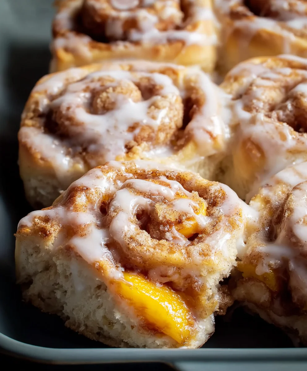 Peach Cobbler Cinnamon Rolls-Sweet Peach Treat