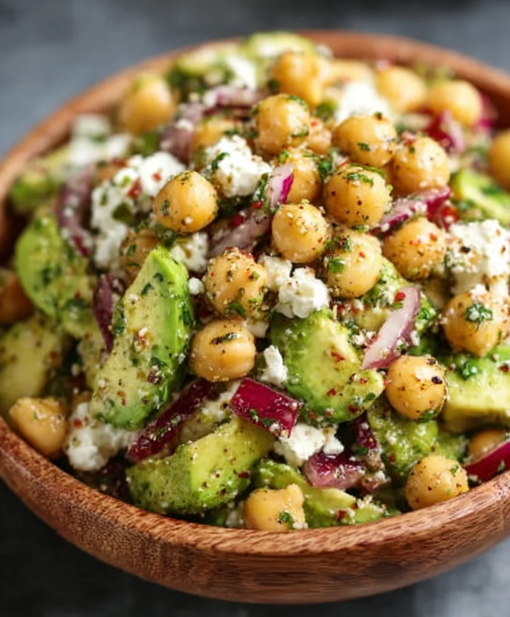 Chickpea Feta Avocado Salad - Easy & Delicious