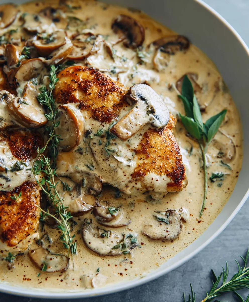 Easy Creamy Mushroom Chicken Dinner Recipe