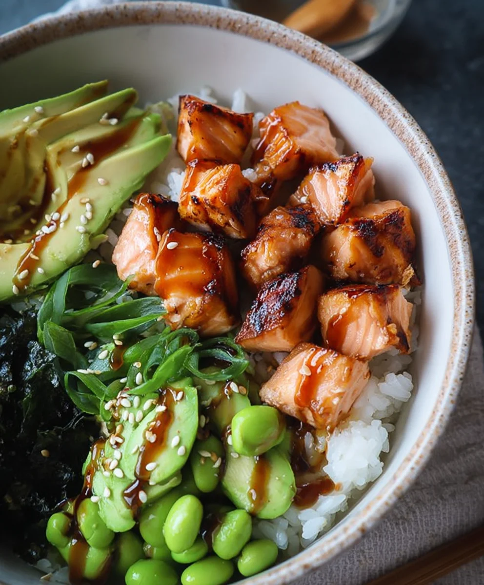 Easy Teriyaki Salmon Sushi Bowl Recipe GF