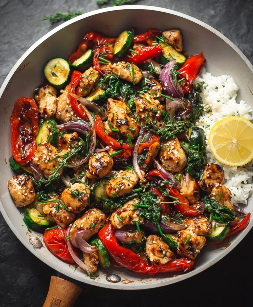 Easy Mediterranean Chicken Stir Fry-Quick Dinner