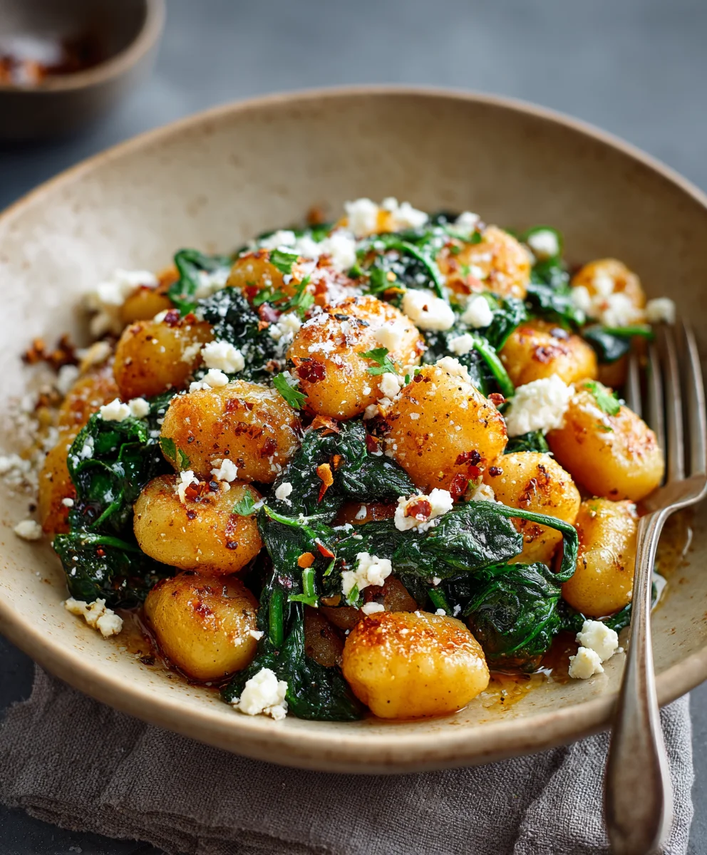 Crispy Gnocchi Spinach Feta Easy Recipe