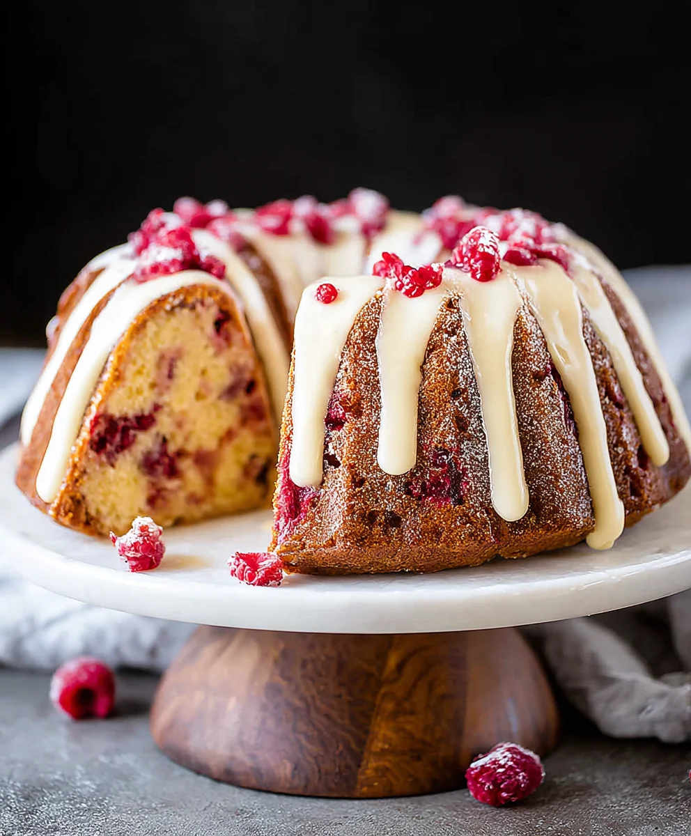 Raspberry White Chocolate Bundt Cake-Decadent Dessert