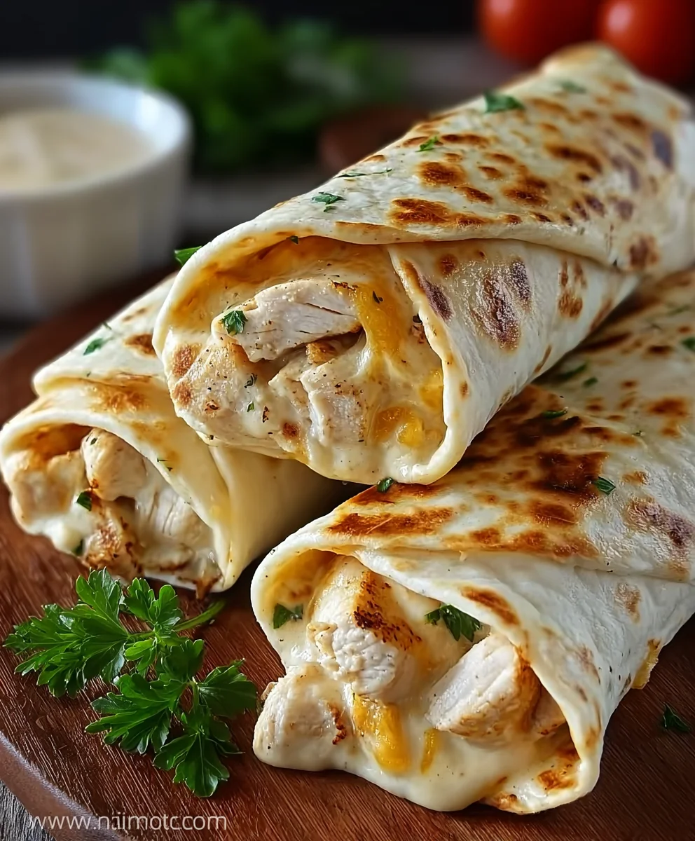 Easy Cheesy Chicken Garlic Wraps- Quick Dinner