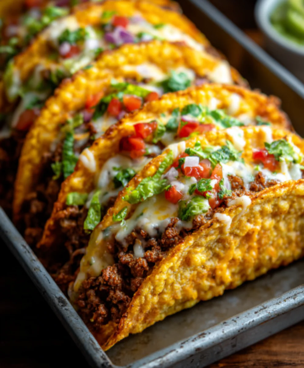 Crispy Cheesy Baked Tacos - Loaded Beef Deliciousness