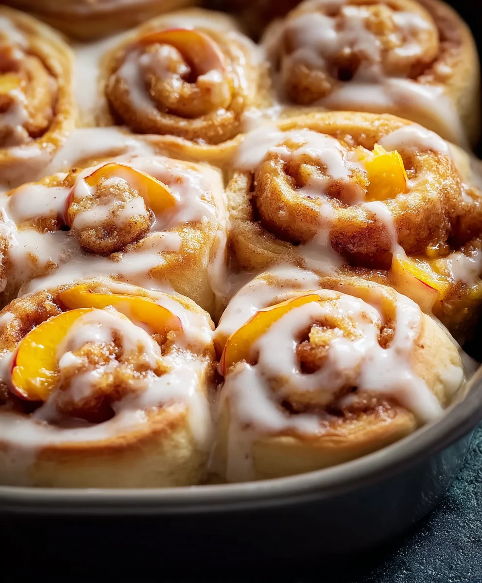 Peach Cobbler Cinnamon Rolls-Sweet Peach Treat