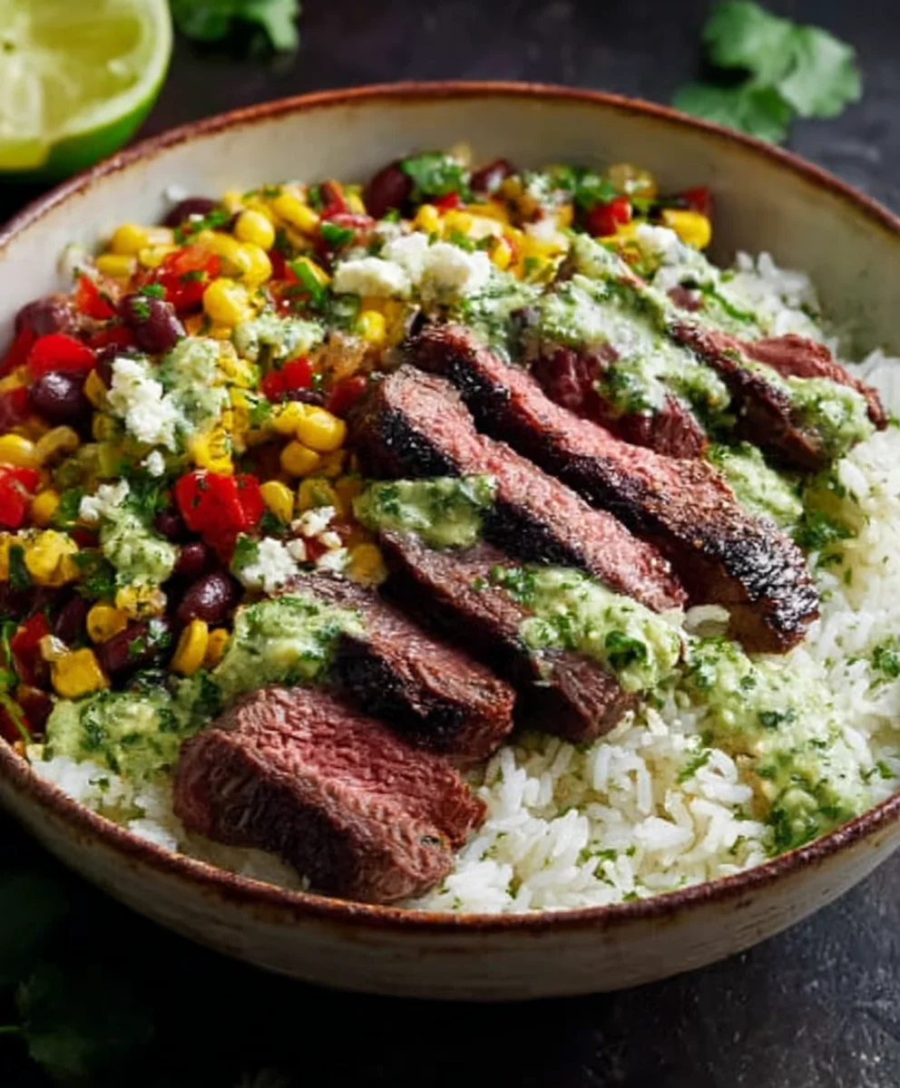 Cilantro Lime Beef Steak Bowl-Easy Flavorful Dinner