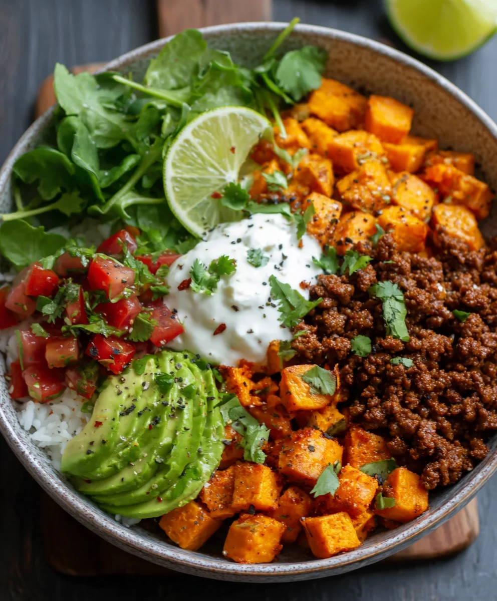 Sweet Potato Taco Bowl- Delicious Beef & Veggie Recipe