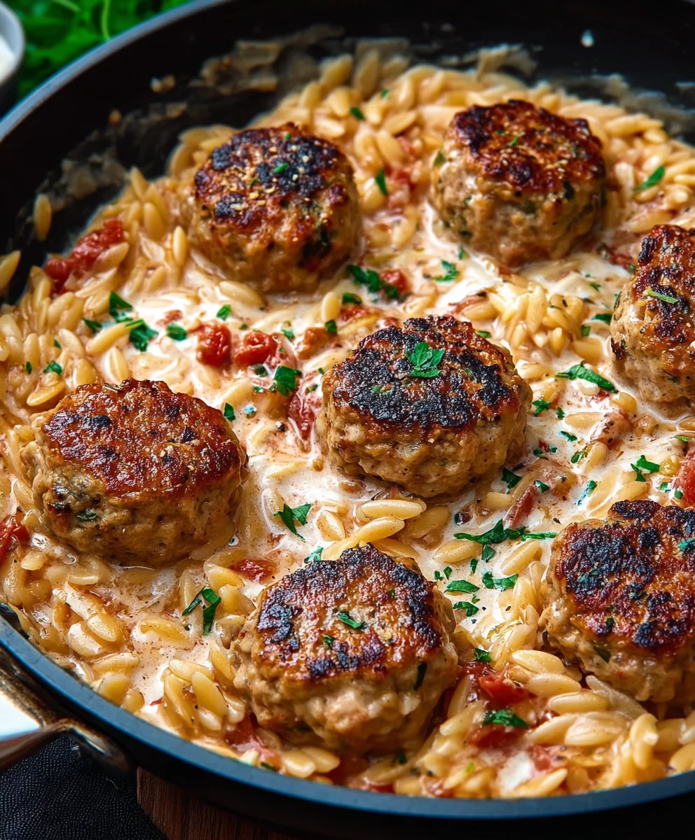 Marry Me Chicken Meatball Orzo - Creamy & Delicious