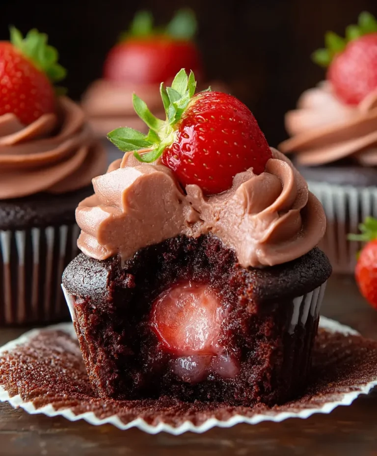 Decadent Chocolate Strawberry Cupcakes-Easy Recipe