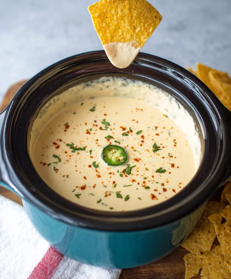 Easy Crockpot White Queso Dip Recipe-Cheesy Perfection