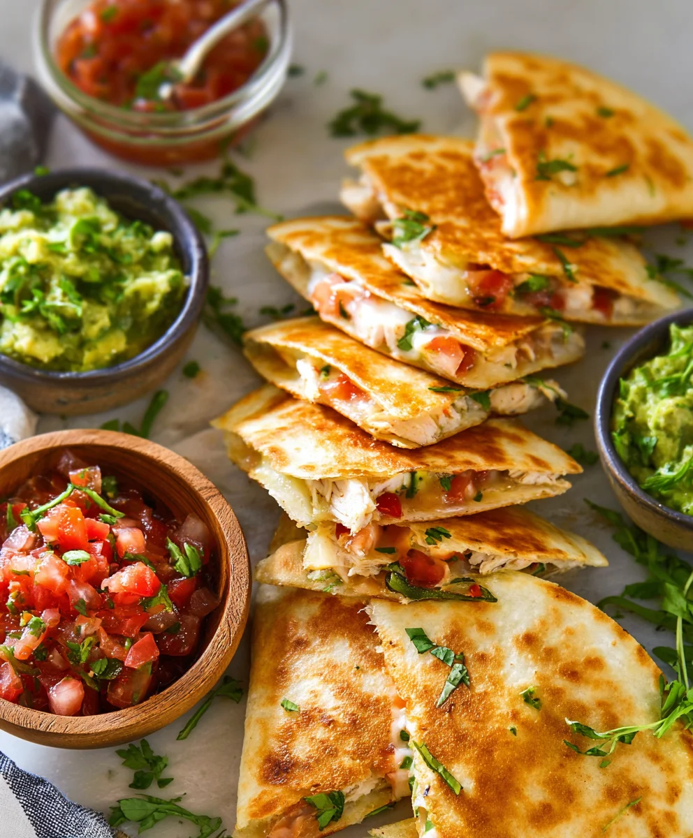 Easy Mini Chicken Quesadillas- Quick & Cheesy Bites