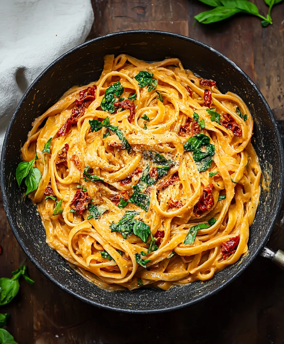 Creamy Vegan Sun Dried Tomato Pasta - Easy & Delicious