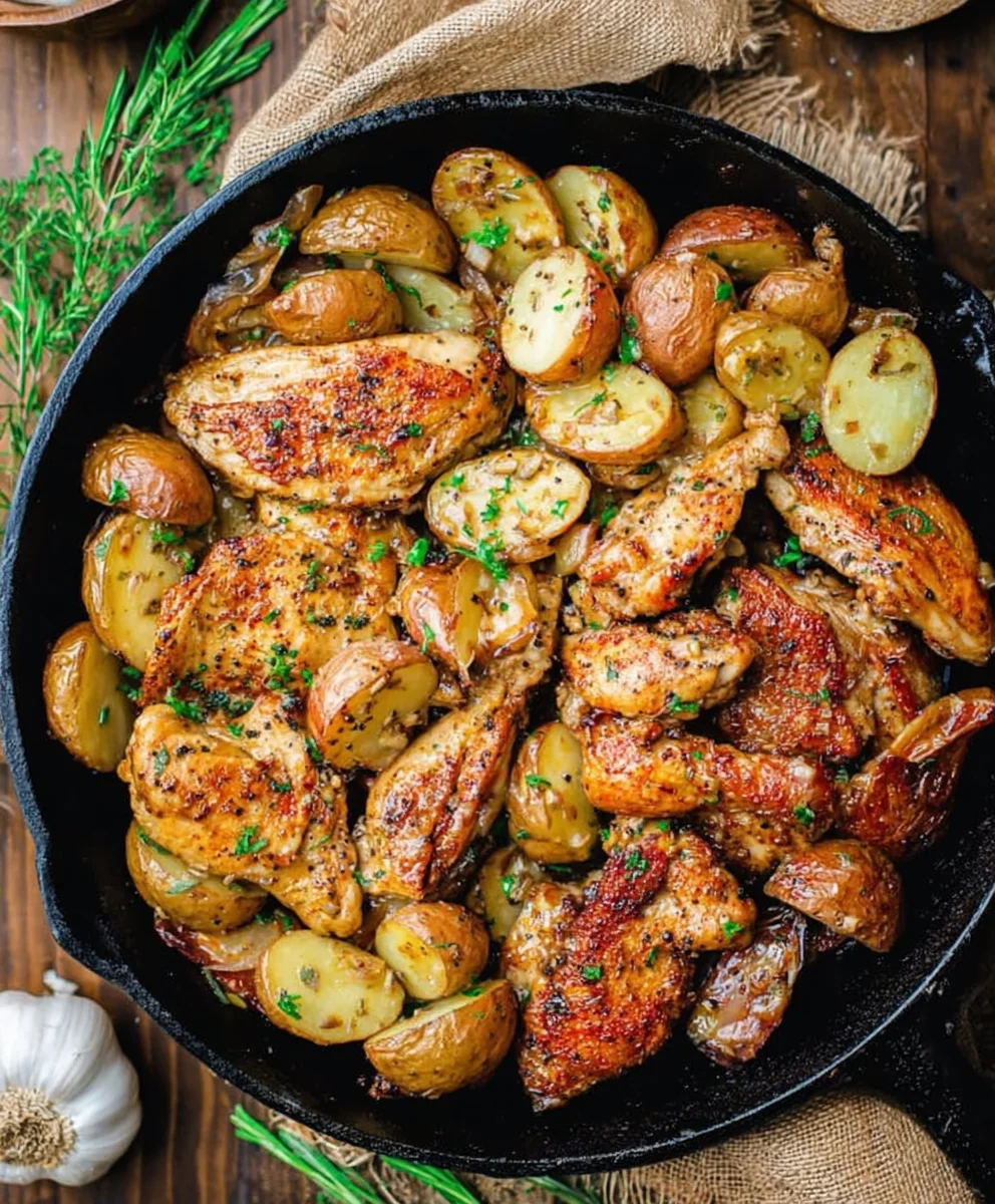 Garlic Butter Beef and Potatoes Skillet Dinner