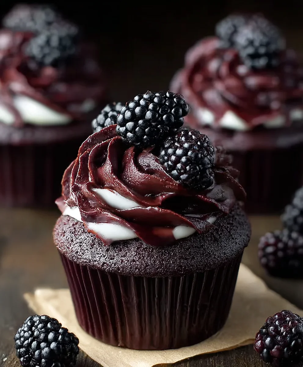 Dark Chocolate Blackberry Cupcakes-Rich & Delicious Recipe
