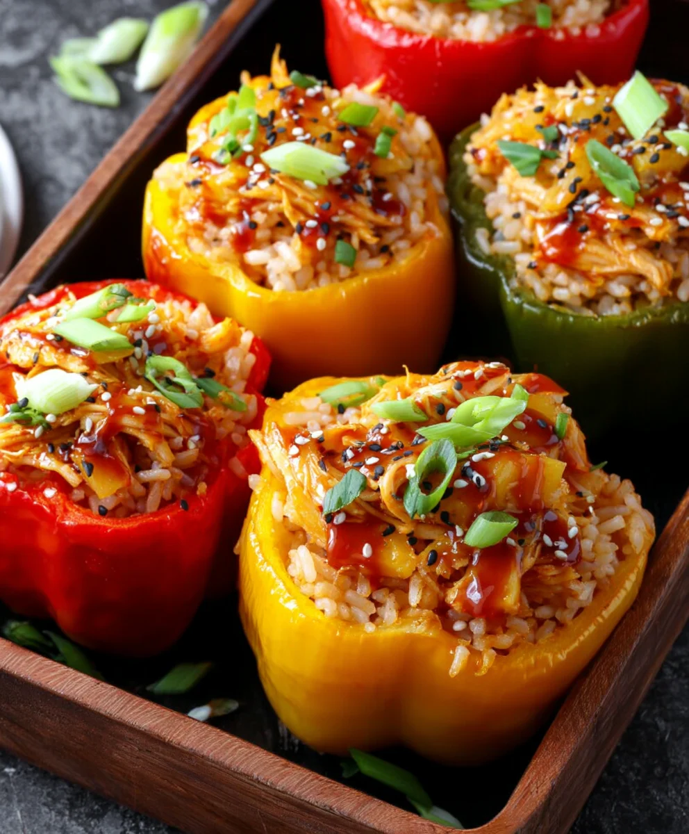 Teriyaki Pineapple Chicken Stuffed Peppers