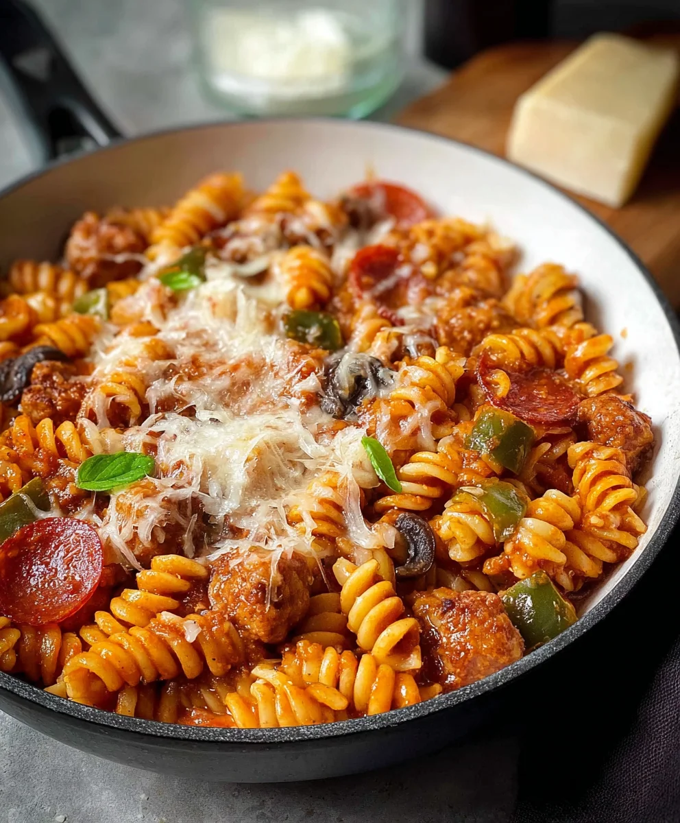 Easy One Pot Beef Pizza Pasta Dinner