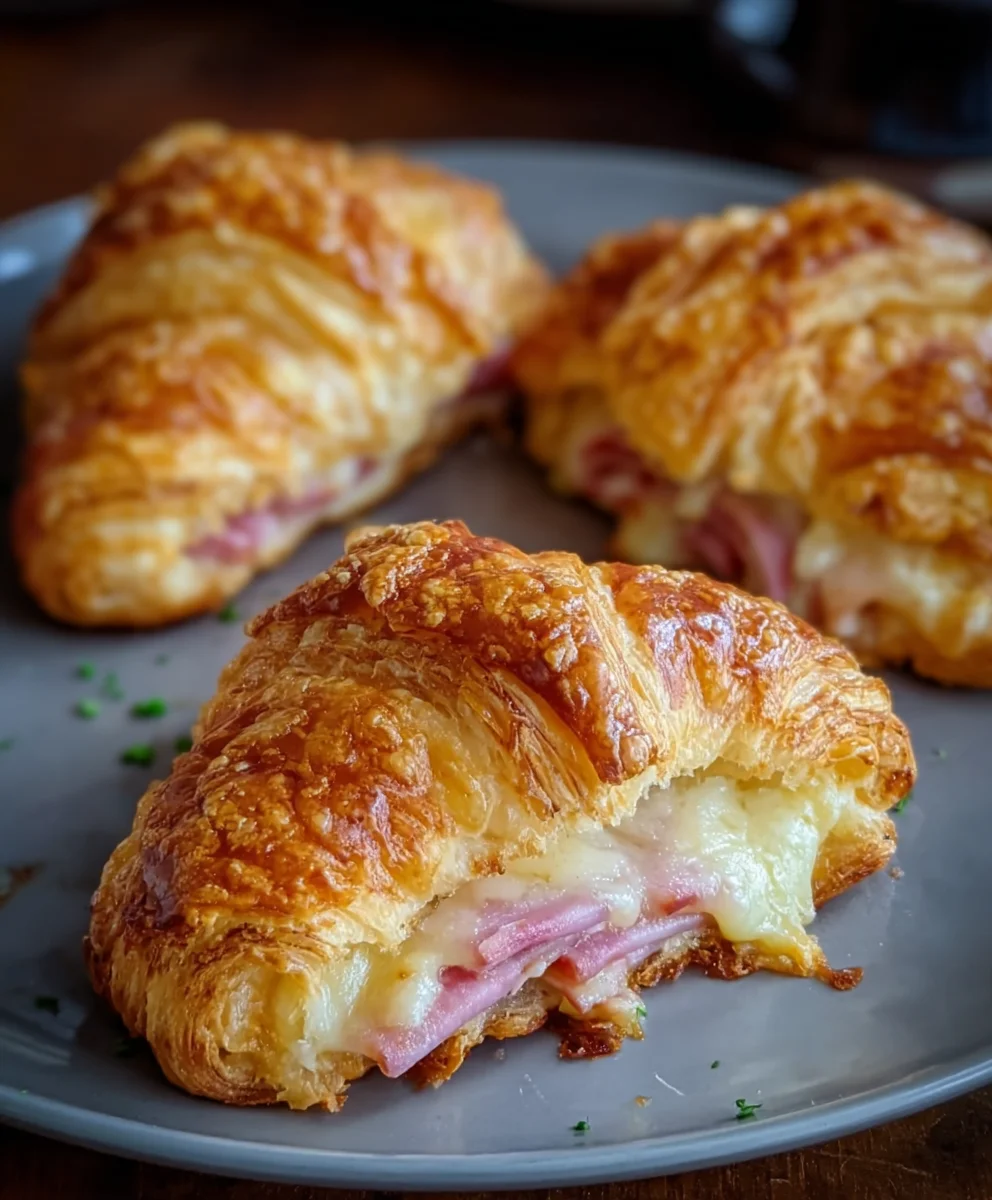Baked Beef Beef Ham Cheese Croissants- Easy Appetizer