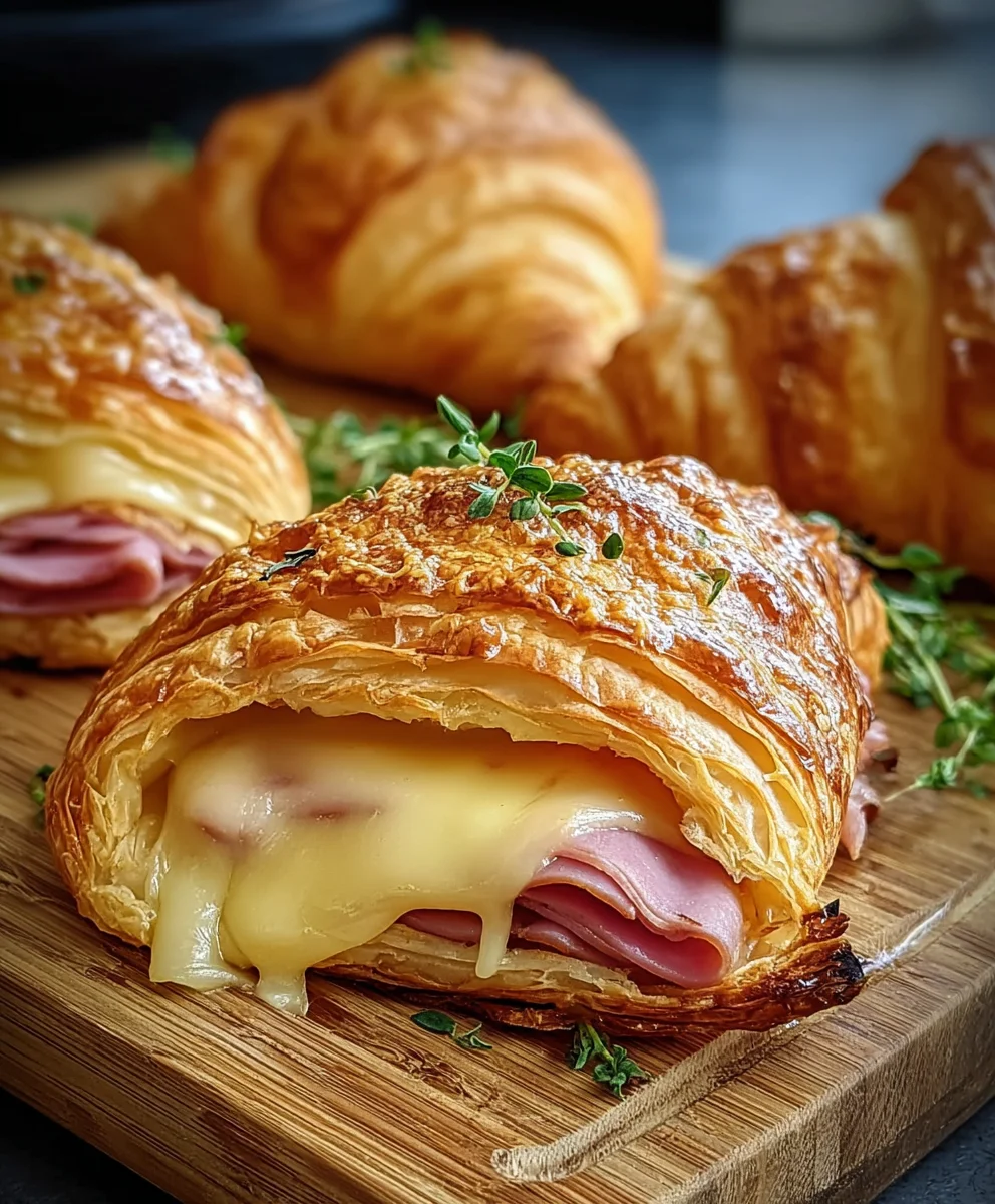 Baked Beef Beef Ham Cheese Croissants- Easy Recipe