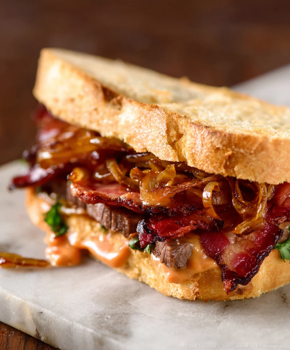 Best Beef Beef Bacon Sandwich Caramelized Onions Recipe