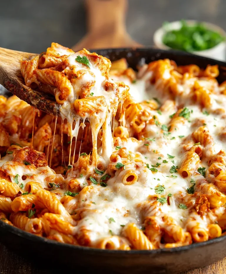 Easy Chicken Parmesan Pasta Skillet Recipe