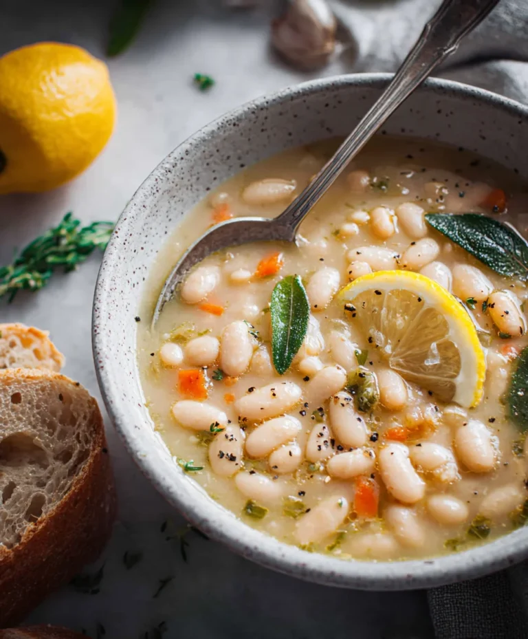 Greek White Bean Soup – Garlic Lemon Comfort