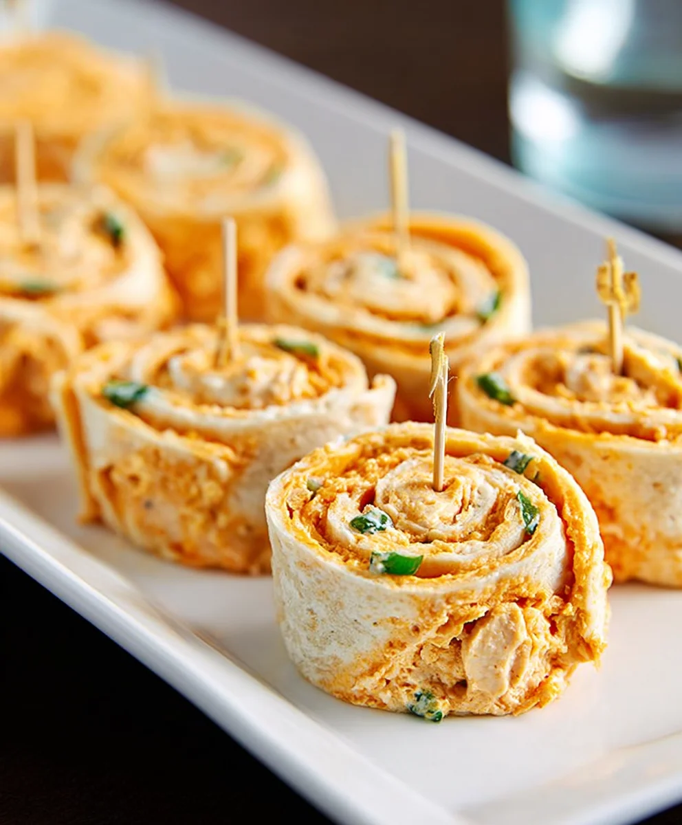 Spicy Buffalo Chicken Tortilla Pinwheels Recipe-Easy Appetizer