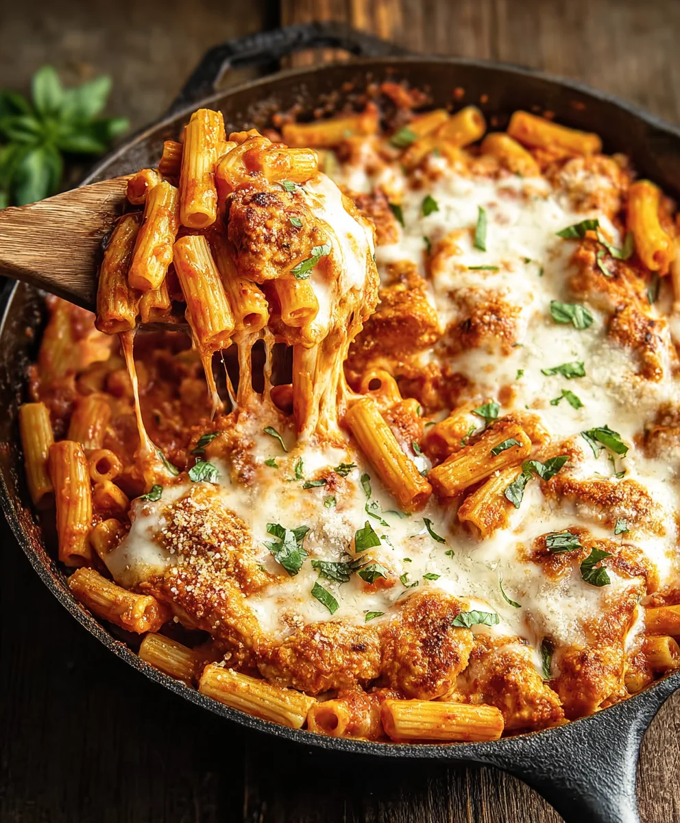 Easy Chicken Parmesan Pasta Skillet Recipe