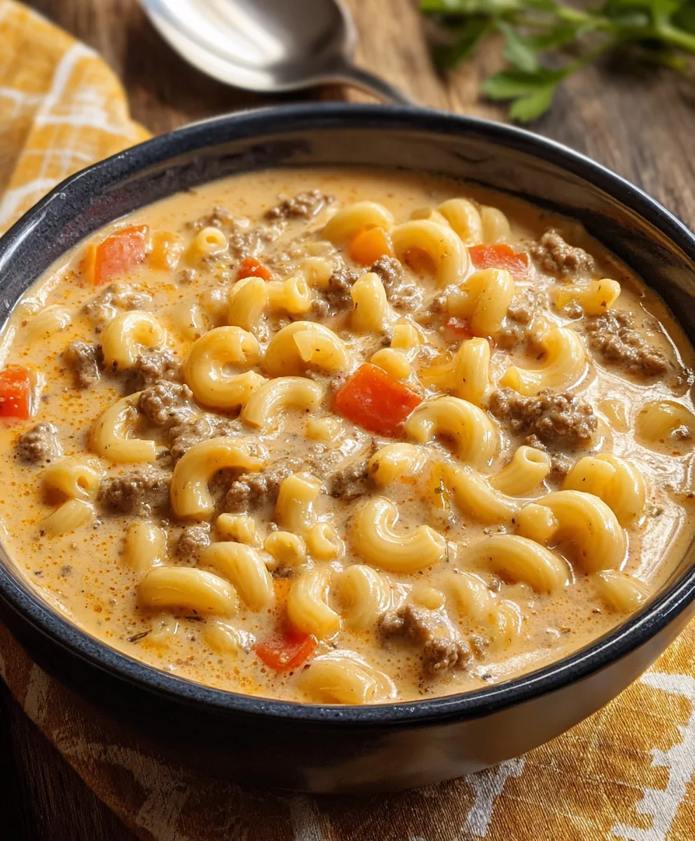 Creamy Cheeseburger Macaroni Soup Recipe - Comfort Food