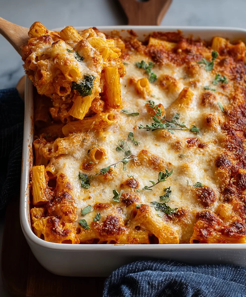 Easy Three Cheese Baked Ziti Recipe - Comfort Food