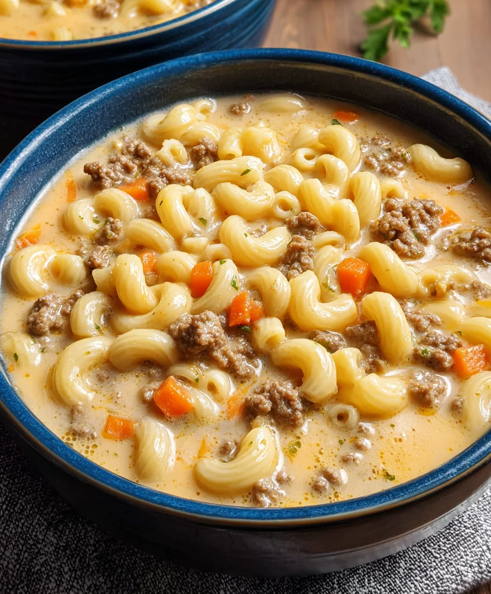 Creamy Cheeseburger Macaroni Soup Recipe - Comfort Food