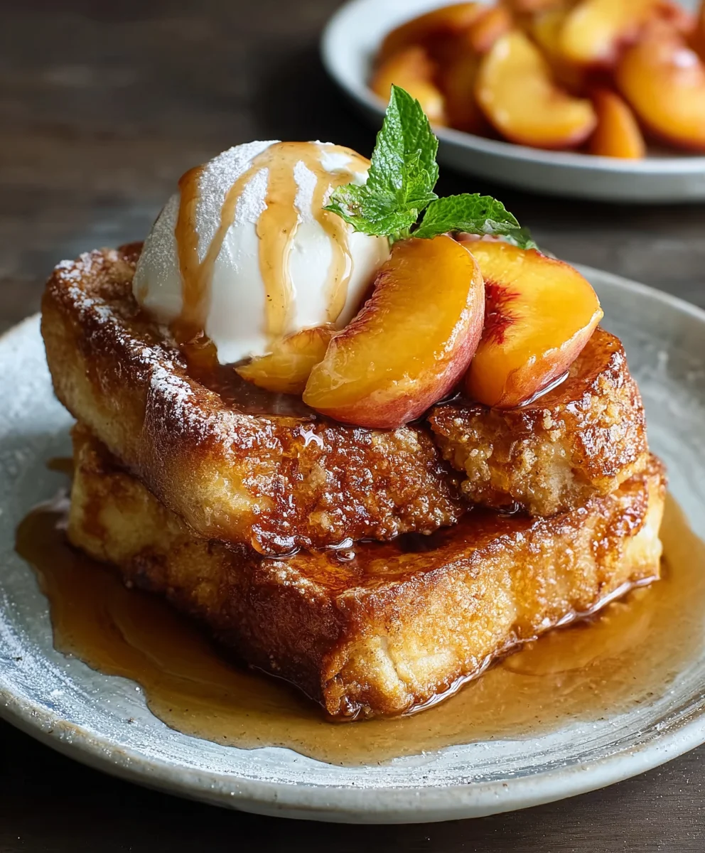 Easy Peach Cobbler French Toast Breakfast Treat