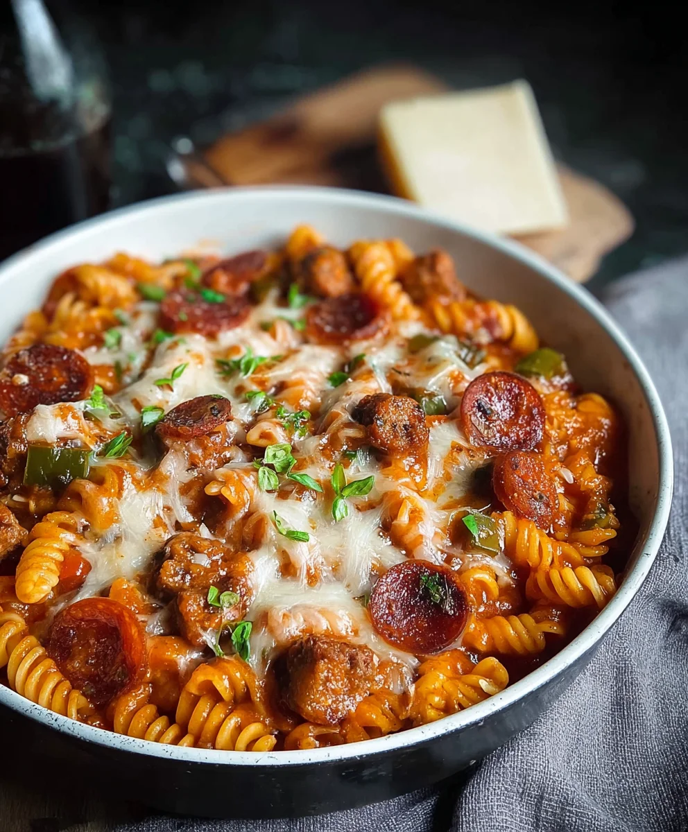 Easy One Pot Beef Pizza Pasta Dinner