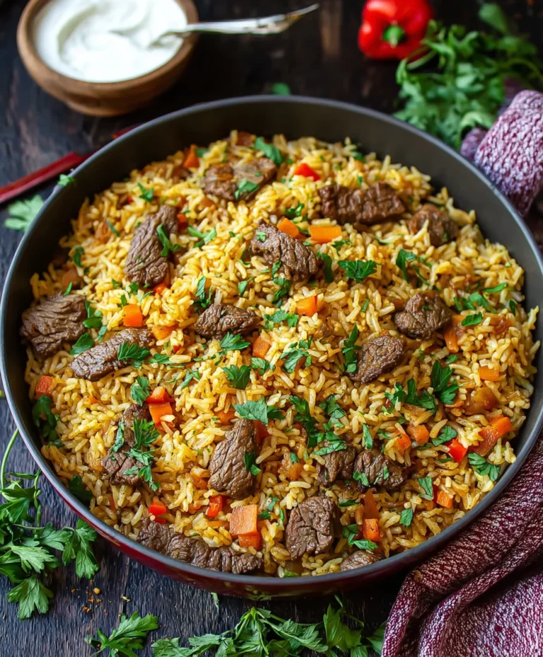 Savory Beef Rice Plov Recipe – Easy & Flavorful Dinner