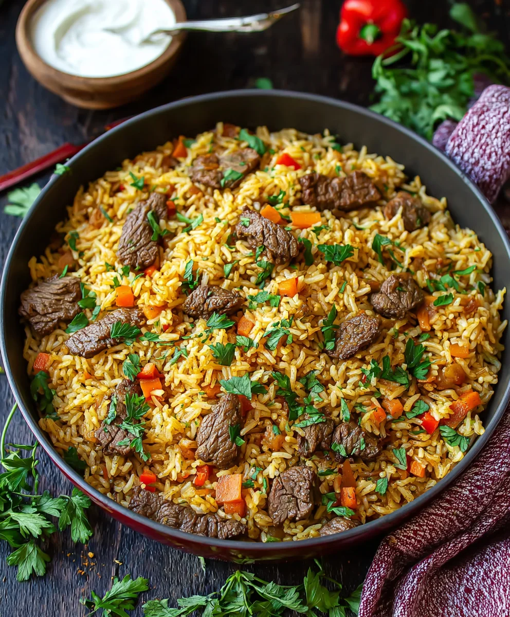 Savory Beef Rice Plov Recipe - Easy & Flavorful Dinner