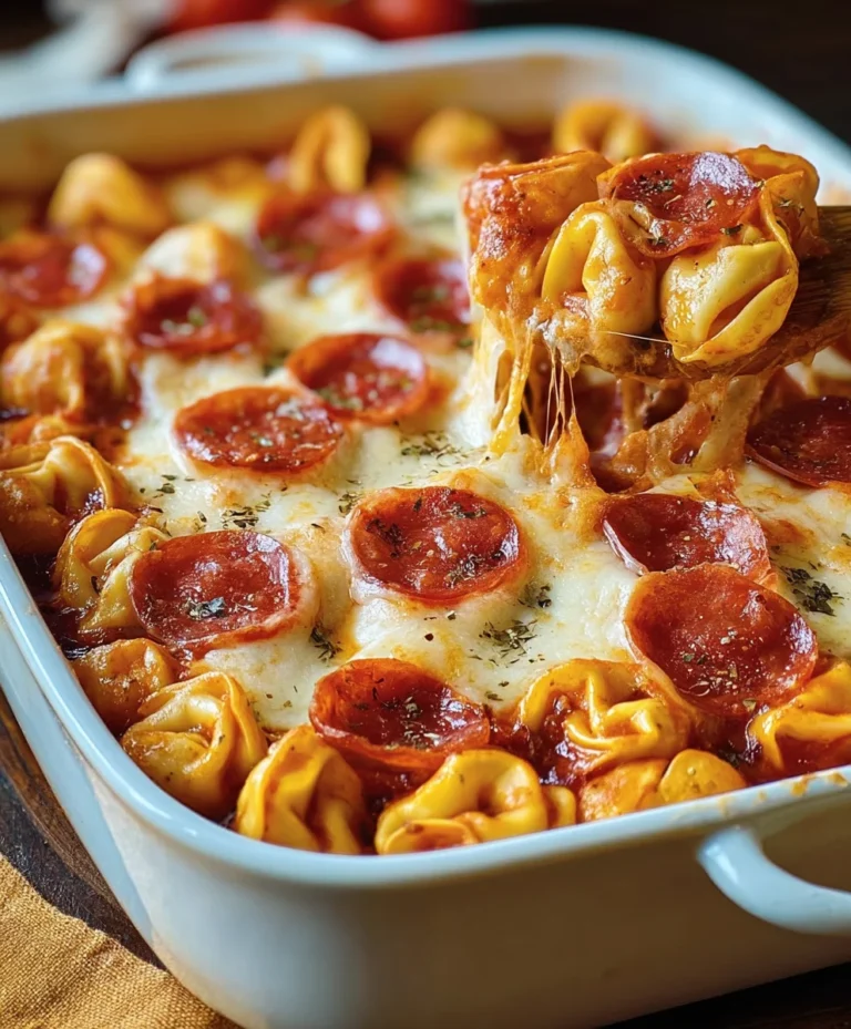 Cheesy Beef Beef Pepperoni Tortellini Pizza Casserole Recipe
