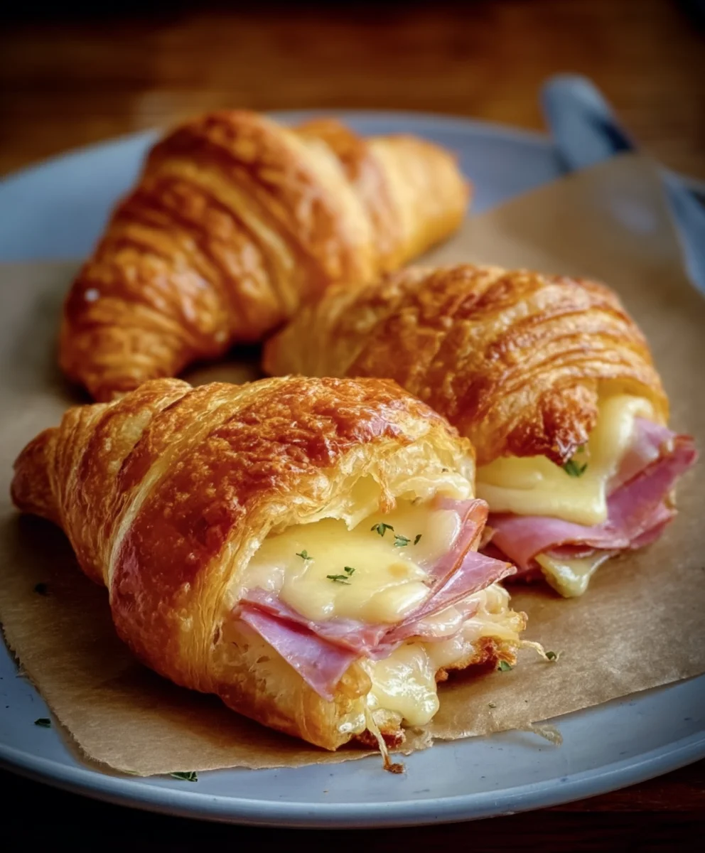 Baked Beef Beef Ham Cheese Croissants- Easy Appetizer