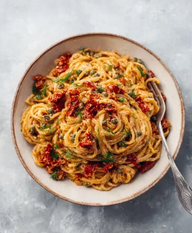 Creamy Sun-Dried Tomato Pasta with Capers and Dill