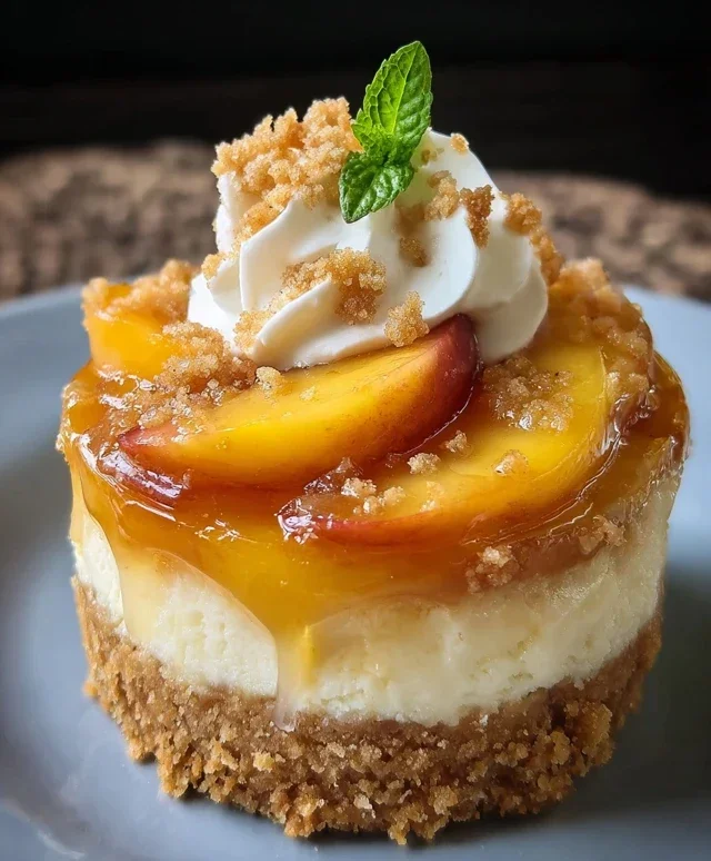 Stuffed Peach Cobbler Mini Cheesecake