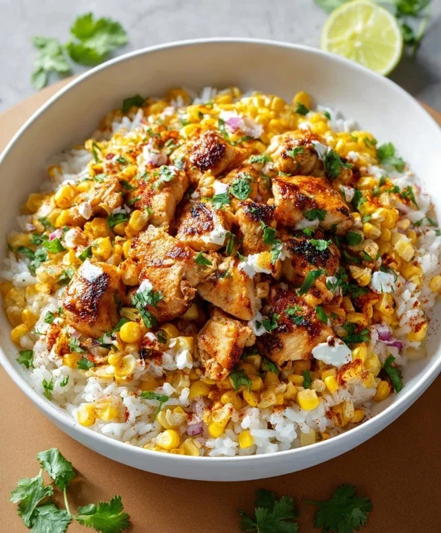Street Corn Chicken Rice Bowl