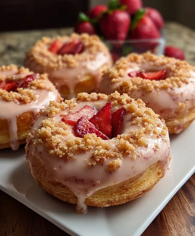 Freshly Glazed Strawberry Crunch Donuts
