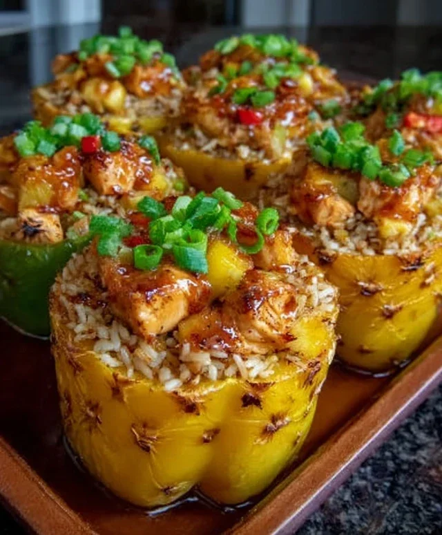 Teriyaki Pineapple Chicken and Rice Stuffed Peppers: A Sweet and Savory Meal