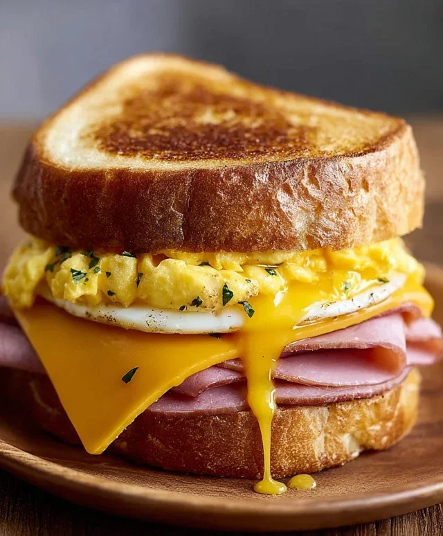 Egg and Beef Beef Ham Breakfast Sandwich