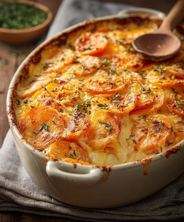 Cheesy Garlic Carrot Gratin – Creamy, Sweet & Savory