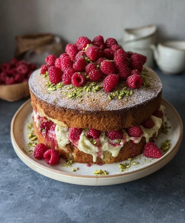 Pistachio Raspberry Cake