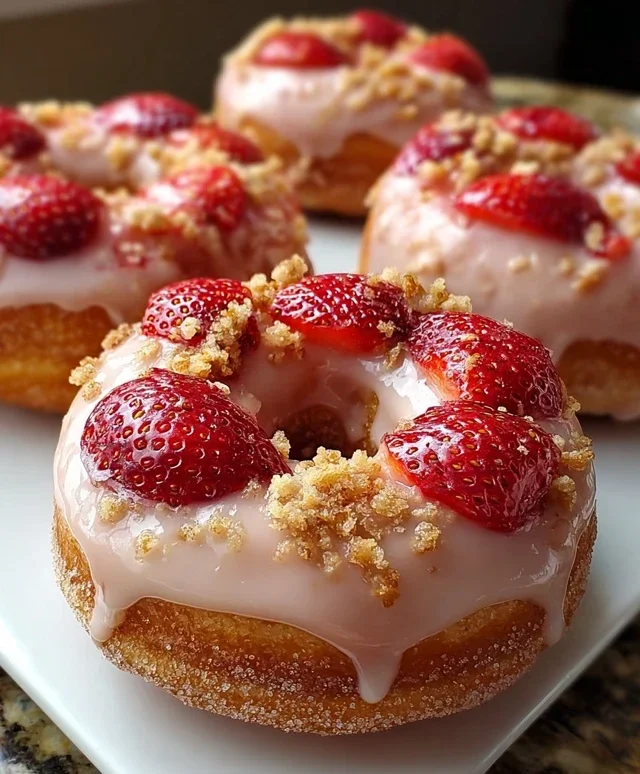 Freshly Glazed Strawberry Crunch Donuts
