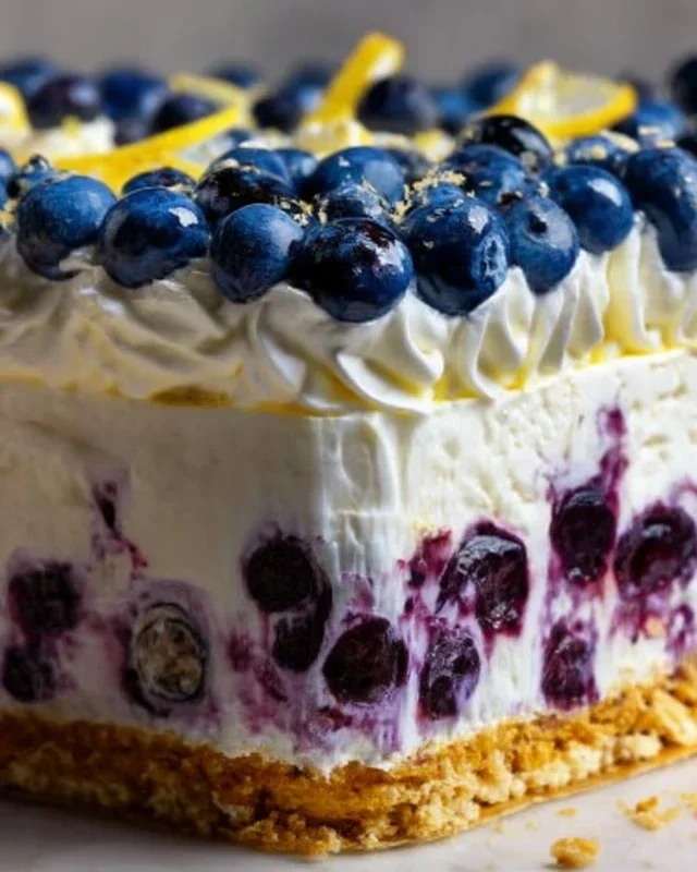 No-Bake Lemon dazzling Blueberry cream Cake