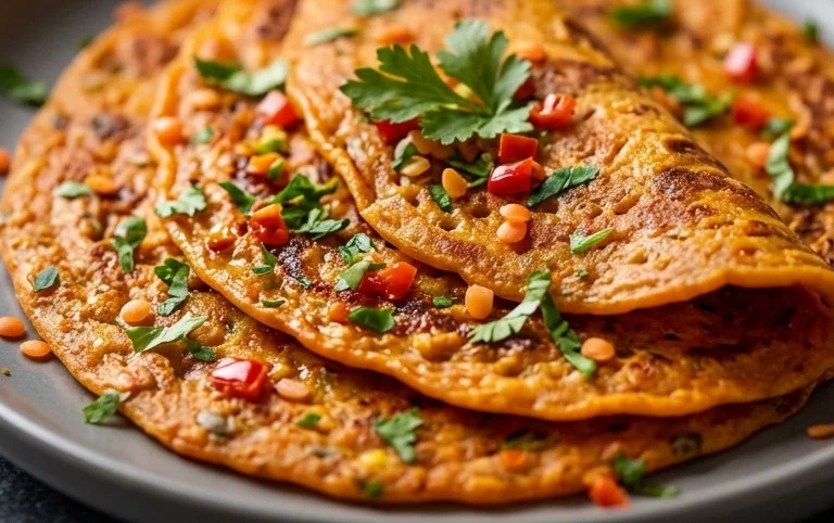 Masoor Dal Chilla | Savory Red Lentil Pancakes